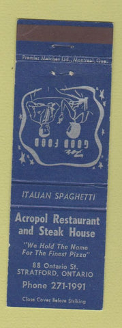 Matchbook Cover - Acropol Restaurant Steak House Stratford ON
