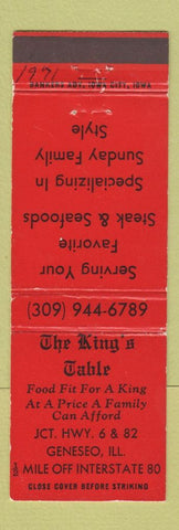 Matchbook Cover - The King's Table Geneseo IL WEAR