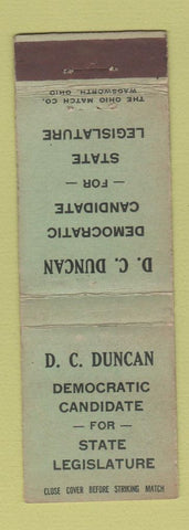 Matchbook Cover - DC Duncan State Legislature Election