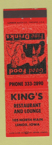 Matchbook Cover - King's Rstaurant Lounge Lenox IA