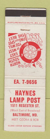 Matchbook Cover - Haynes Lamp Post Baltimore MD WEAR