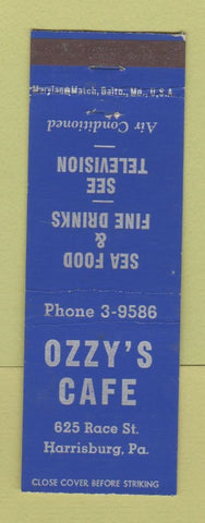 Matchbook Cover - Ozzy's Cafe Harrisburg PA