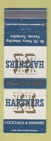Matchbook Cover - Hartners Restaurant PA Turnpike