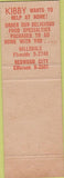 Matchbook Cover - Kirby's Restaurants Hillsdale Redwood City CA