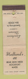 Matchbook Cover - Hedlund's Restaurant Rockport MA WEAR