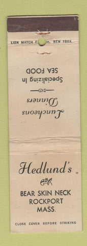 Matchbook Cover - Hedlund's Restaurant Rockport MA WEAR