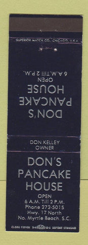 Matchbook Cover - Don's Pancake House North Myrtle Beach SC
