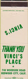 Matchbook Cover - Vinci's Place Redwood City CA