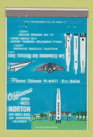 Matchbook Cover - Open Mess Norton Air Force Base San Bernardino CA 40 Strike