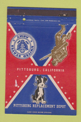 Matchbook Cover - US Army Pittsburg Replacement Depot CA postcard 40 Strike