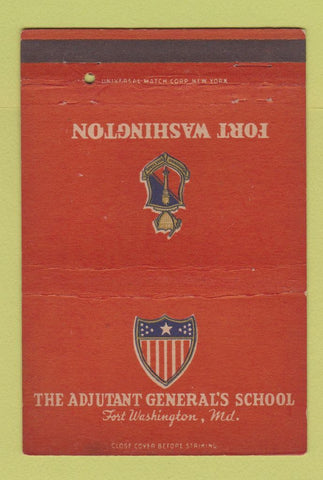 Matchbook Cover Adjutant General's School Fort Washington MD postcard 40 Strike