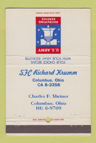 Matchbook Cover - US Army Recruiting Richard Krumm Columbus OH 40 Strike