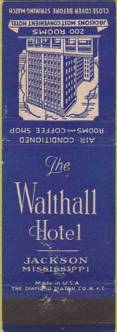 Matchbook Cover - Walthall Hotel Jackson MS