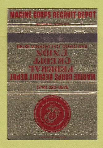 Matchbook Cover - Marine Corps Recruit Depot Credit Union San Diego CA 40 Strike