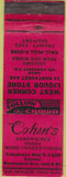 Matchbook Cover - Cohen's Sandwiches liquor North Cohasset MA
