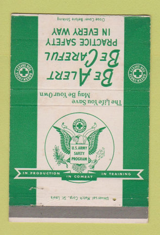 Matchbook Cover - US Army Safety Program postcard CREASED 40 Strike
