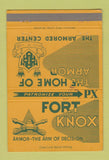 Matchbook Cover - Fort Knox Armored Center PX WEAR 40 Strike