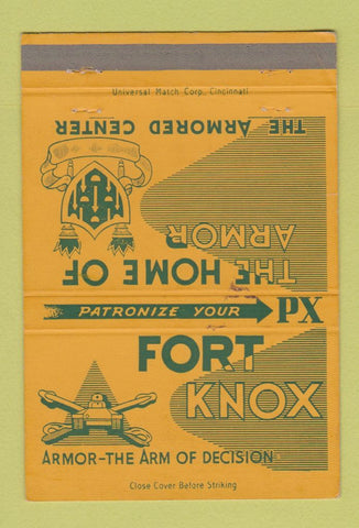 Matchbook Cover - Fort Knox Armored Center PX WEAR 40 Strike