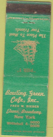 Matchbook Cover - Bowling Green Cafe New York City CREASE