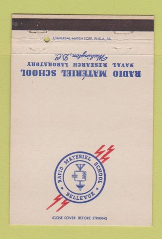 Matchbook Cover - Radio Materiel School Washington DC Navy CREASES 40 Strike