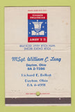 Matchbook Cover - US Army Recruiting William Long Dayton OH WEAR 40 Strike