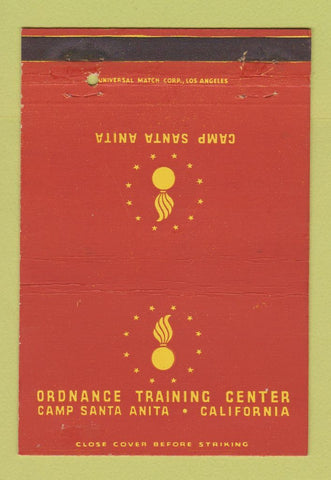 Matchbook Cover Ordnance Training Center Camp Santa Anita CA postcard 40 Strike