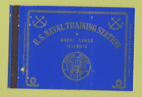 Matchbook Cover - US Naval Training Station Great Lakes IL postcard 40 Strike