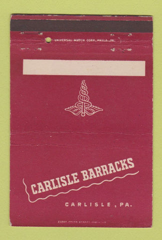 Matchbook Cover - Carlisle Barracks PA military postcard 40 Strike