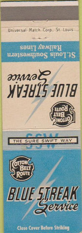 Matchbook Cover - Blue Streak Service Cotton Belt Railway