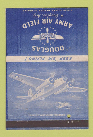 Matchbook Cover - Douglas Army Air Field AZ WWII WORN postcard 40 Strike