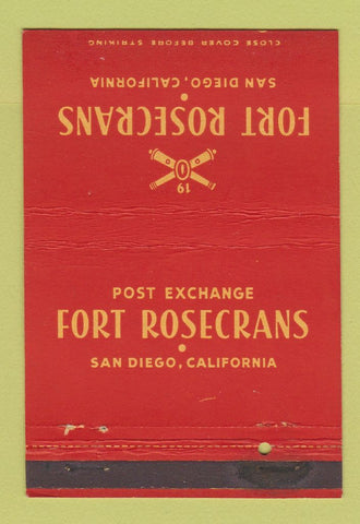 Matchbook Cover - Post Exchange Fort Rosecrans San Diego CA postcard 40 Strike