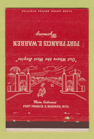 Matchbook Cover - Fort Francis Warren WY postcard  40 Strike