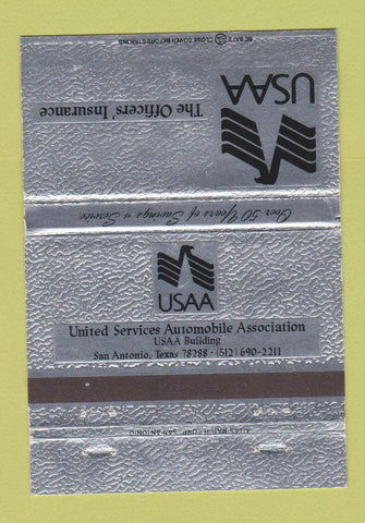 Matchbook Cover - USAA Auto Association Military San Antonio TX 40 Strike