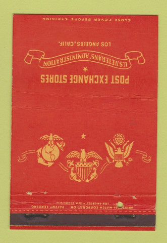 Matchbook Cover Post Exchange Store Vets Administration Los Angeles CA 40 Strike