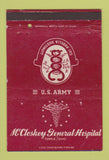 Matchbook Cover - McCloskey General Hospital Army Temple TX WEAR 40 Strike