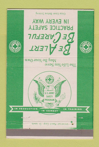 Matchbook Cover - US Army Safety Program postcard 40 Strike