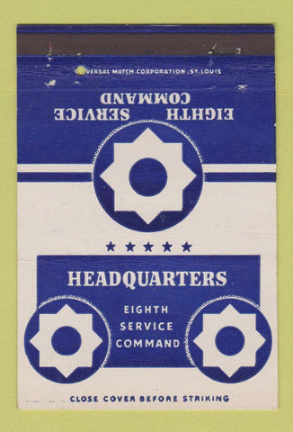Matchbook Cover - Eighth Service Command HQ postcard 40 Strike