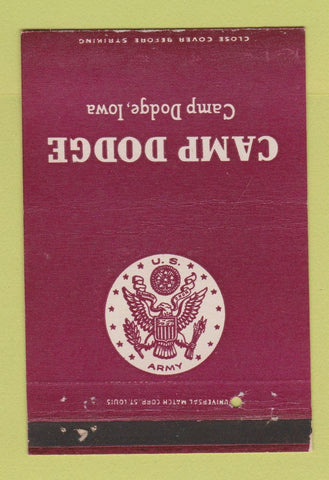 Matchbook Cover - Camp Dodge IA US Army postcard 40 Strike