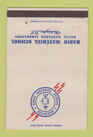 Matchbook Cover - Radio Materiel School Washington DC Navy postcard 40 Strike
