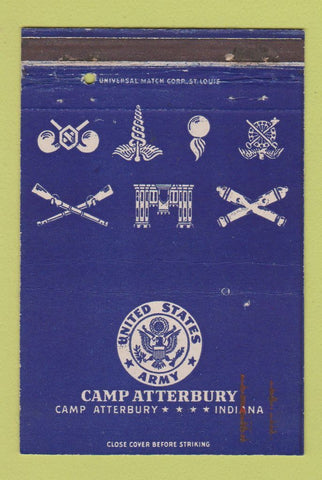 Matchbook Cover - Camp Atterbury IN Army WEAR postcard 40 Strike