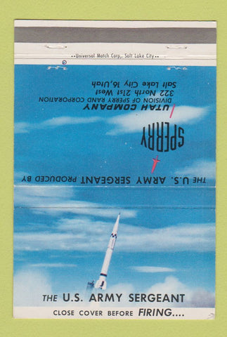 Matchbook Cover Sperry Utah Salt Lake City UT US Army Sergeant Missile 40 Strike
