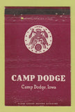 Matchbook Cover - Camp Dodge IA US Army postcard 40 Strike
