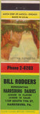 Matchbook Cover - Harrisburg Daries PA Bill Rodgers