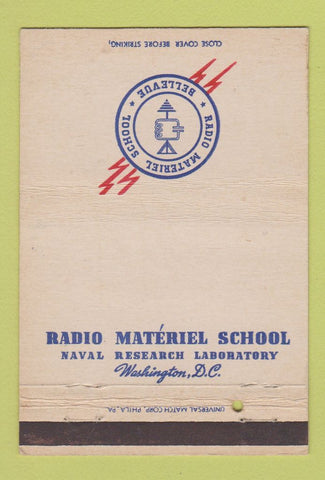 Matchbook Cover - Radio Materiel School Washington DC Navy WORN BACK 40 Strike