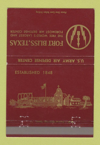 Matchbook Cover - Fort Bliss' TX Military Army Air Defense 40 Strike