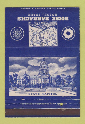 Matchbook Cover - Boise Barracks ID Army postcard 40 Strike