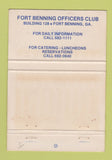 Matchbook Cover - Fort Benning Officers Club GA 40 Strike