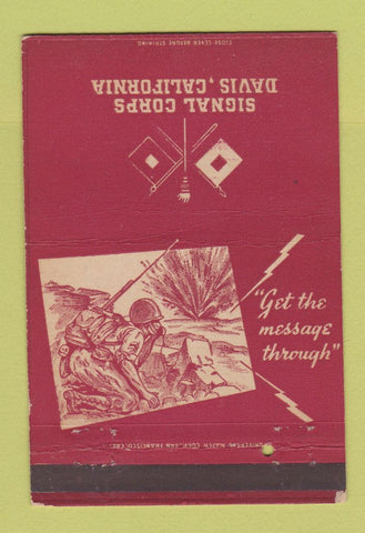 Matchbook Cover - Signal Corps Davis CA postcard military WEAR 40 Strike