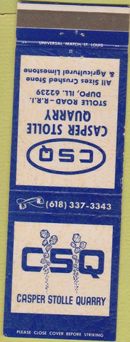 Matchbook Cover - Casper Stolle Quarry Dupo IL