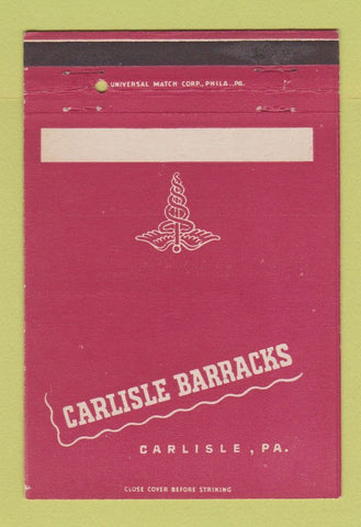 Matchbook Cover - Carlisle Barracks PA military postcard 40 Strike